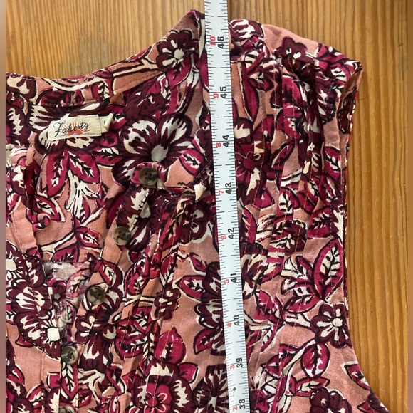 Faherty Isha MIDI Dress Linen Blend Size Medium Rose Desert Bloom Summer Beach - Picture 13 of 14